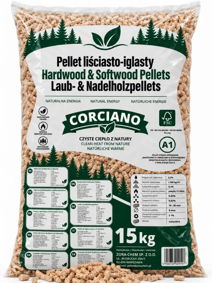 Worek pelletu liściasto-iglastego 15 kg