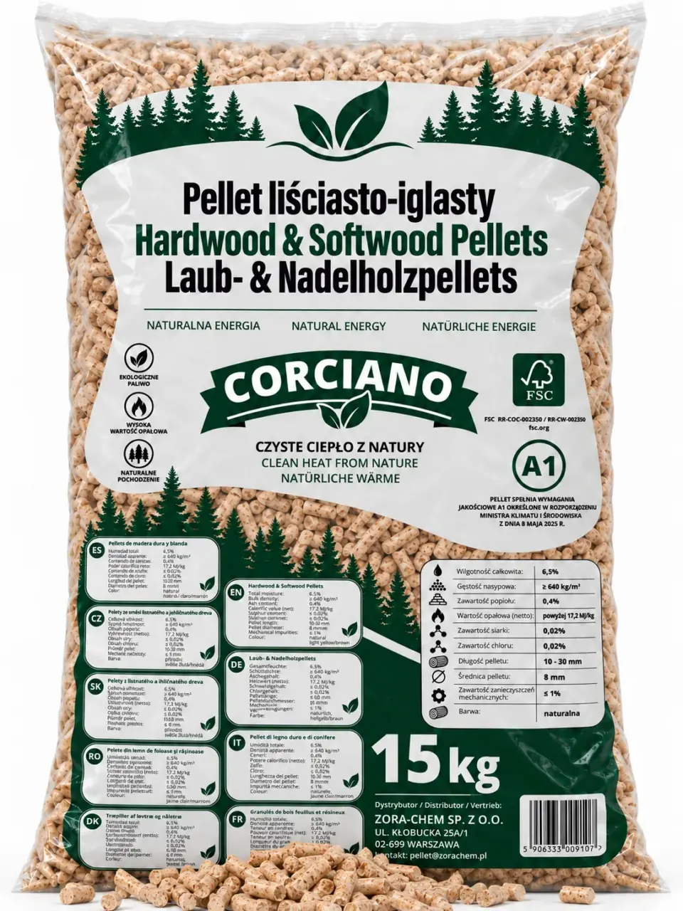 Worek pelletu liściasto-iglastego 15 kg